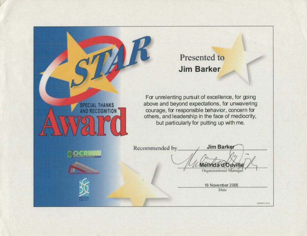 Special Thanks and Recognition Award, 2005. 